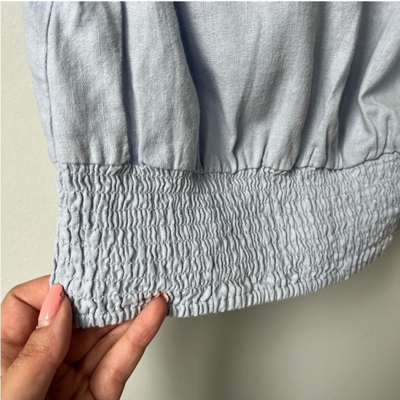 Dynamite linen blend Light Blue Knot Front crop Top NWT size medium - Picture 7 of 8